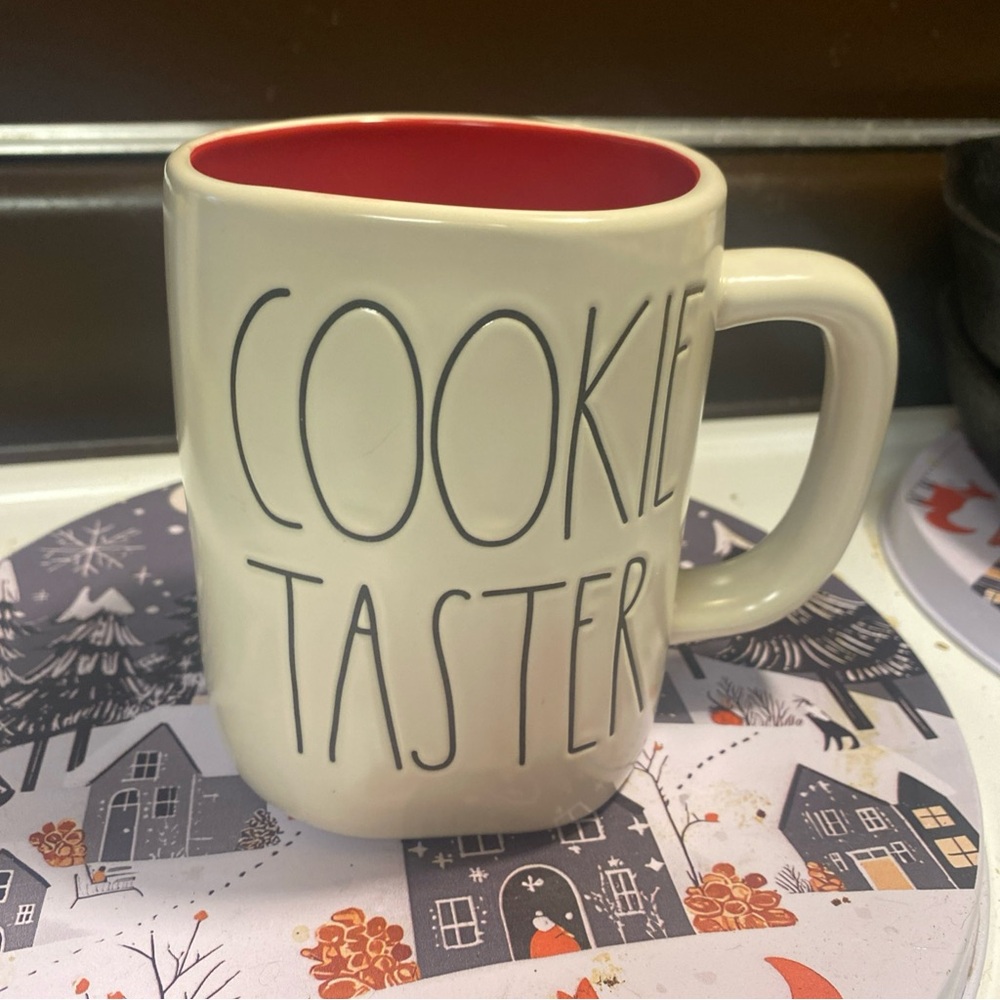 Rae Dunn Cream Mug with Red Interior - COOKIE TASTER